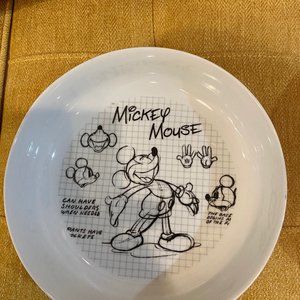 New DISNEY MICKEY MOUSE Soup/Salad White and Black Plate